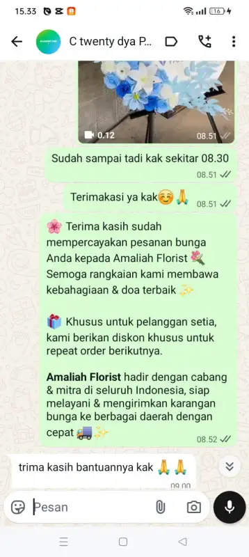 Testimonial krans bunga MUARA ENIM